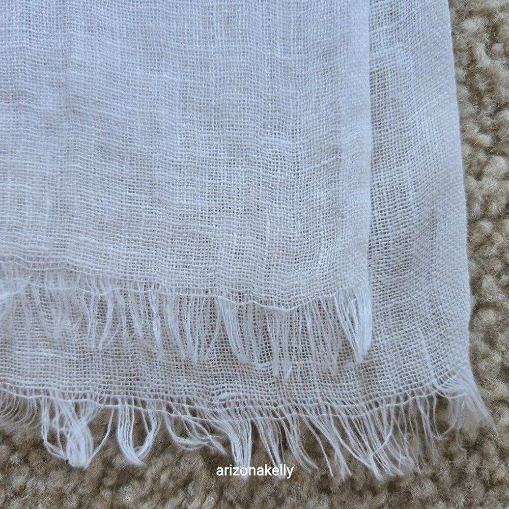 Perfect White Linen Scarf - Picture 4 of 8